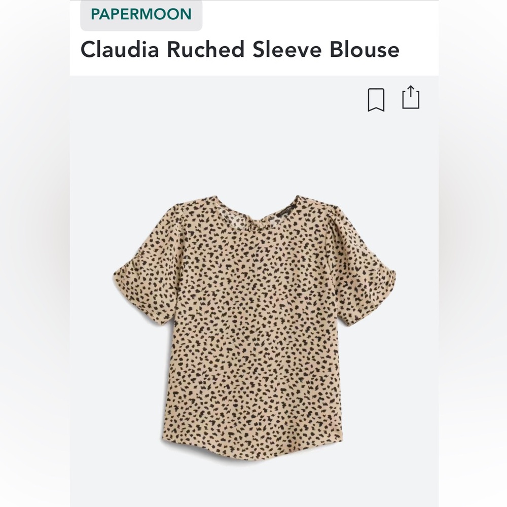 Paper Moon ruched sleeve blouse. Women’s Large Petite cut